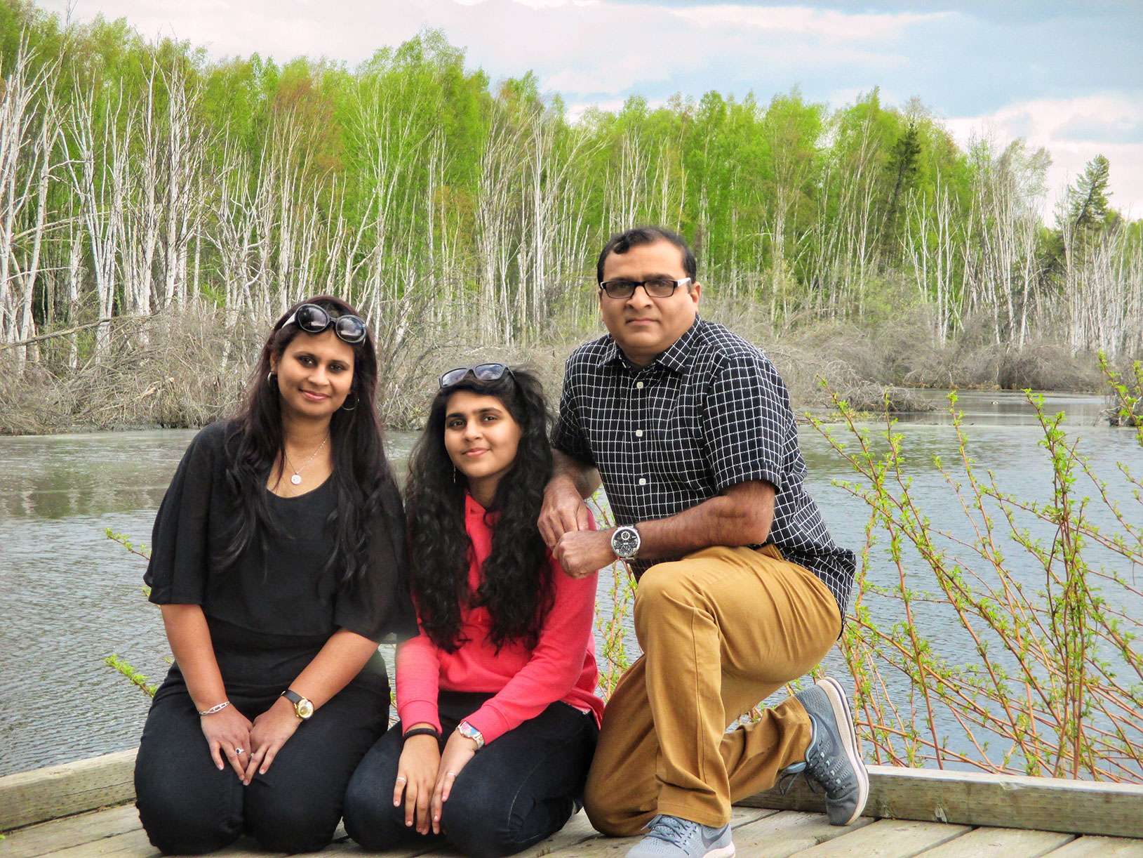 Family picture against the beautiful landscape of Fairbanks Alaska
