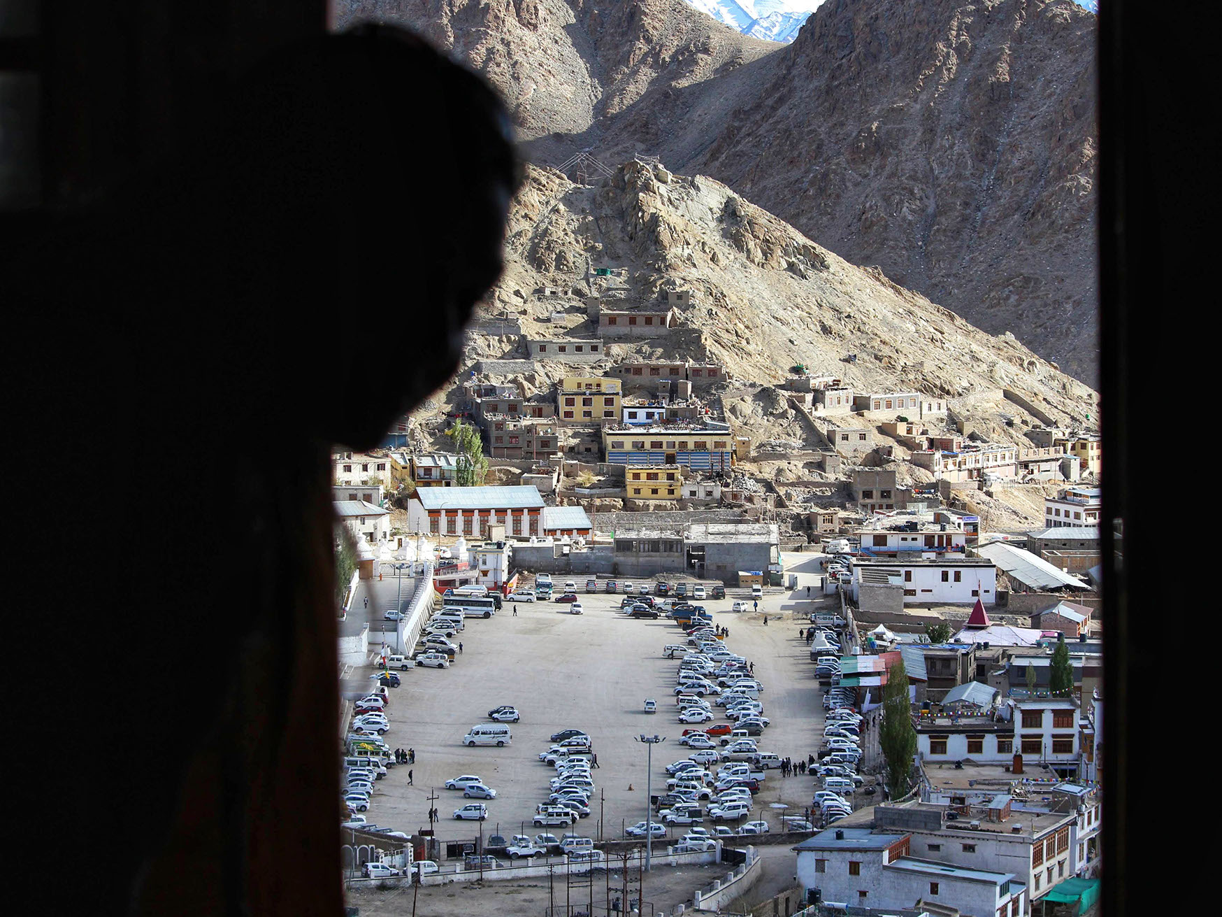 View of the opposing mountains from the inside of the Leh stok palace