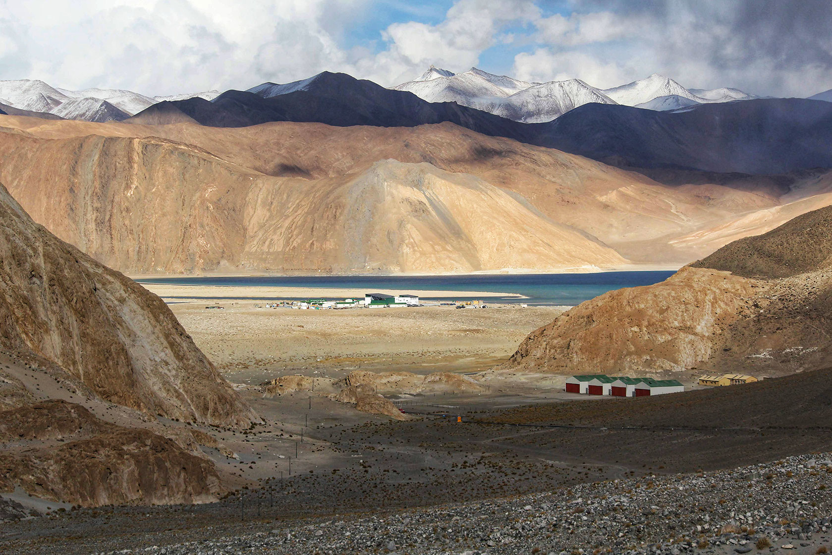 The magnificent Pangong Lake from a distance