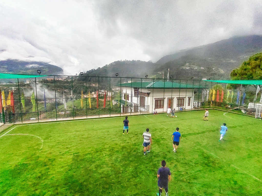 Football stadium in Ri daza at 5,200 feet is a secret place in Bhutan for the tourists