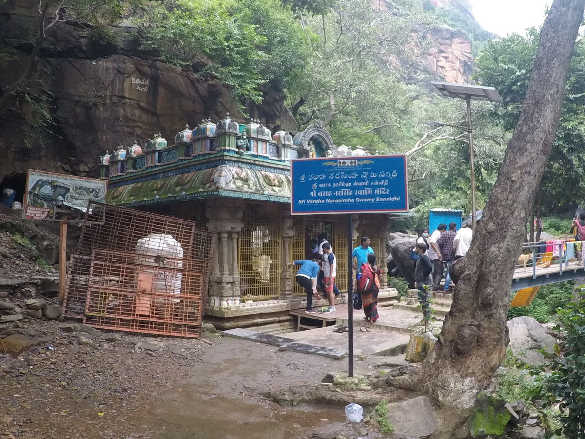 Pillgrims visiting Varaha Narasimha Swamy Temple